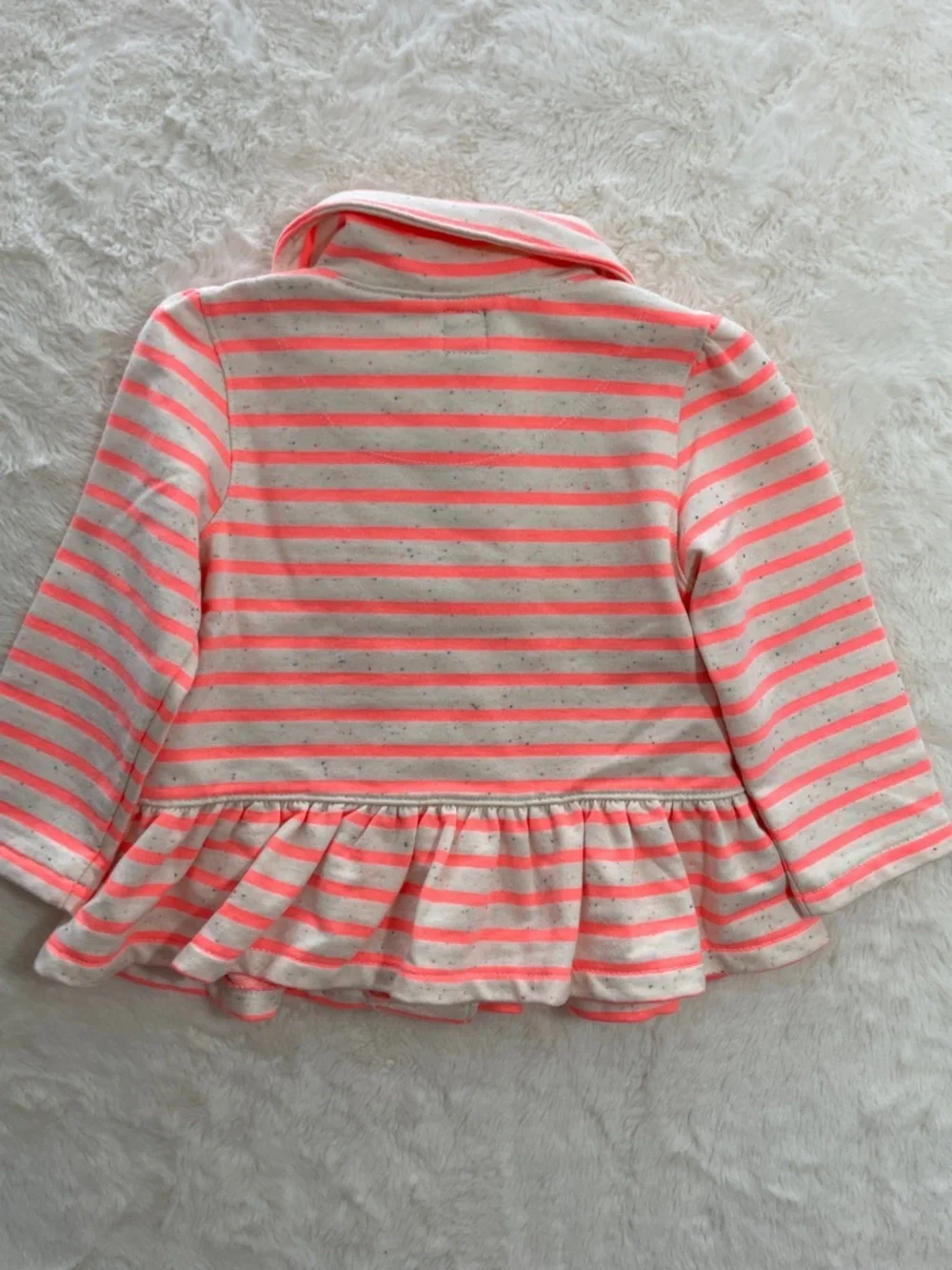 SALE! NWT GAP Baby Ivory and Neon Coral Striped Peplum Jacket Size 18-24 Mo